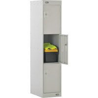 Three-Quarter Height 3 Door Locker - 1382 x 300 x 450mm (H x W x D) - Light Grey