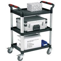 Utility Tray Trolley with aluminium uprights & 3 Shelves - 980 x 460 x 750mm