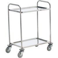 304 Grade Stainless Steel Trolley with Corner Buffers - 2 Shelves - 100kg capacity
