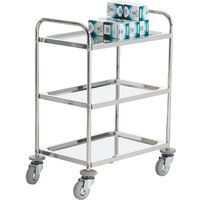 304 Grade Stainless Steel Trolley with Corner Buffers - 3 Shelves - 100kg capacity