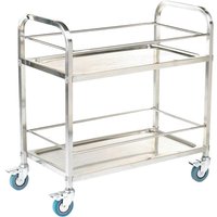 304 grade Stainless Steel Trolley - 2 Shelves & retaining rods - 100kg capacity