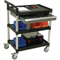 3 Shelves Utility Tool Trolley W/One Drawer Open Sided Cart