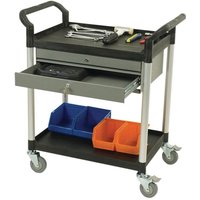 2 Shelves Utility Tool Trolley W/ Two Locking Drawers