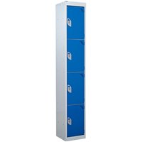 4 Compartment 4 Door Steel Locker - 1800 x 450 x 450mm (H x W x D) - Dark Blue
