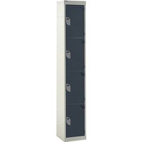 4 Compartment 4 Door Steel Locker - 1800 x 380 x 380mm (H x W x D) - Dark Grey
