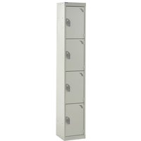 4 Compartment 4 Door Steel Locker - 1800 x 300 x 300mm (H x W x D) - Light Grey