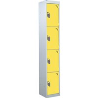 4 Compartment 4 Door Steel Locker - 1800 x 380 x 380mm (H x W x D) - Yellow