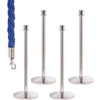 4 Crown Top Barrier Posts with 3 Braided Blue Ropes