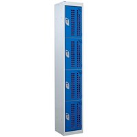 4 Door Perforated Door Locker - 1800 x 450 x 450mm - Blue