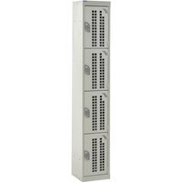 4 Door Perforated Door Locker - 1800 x 300 x 300mm - Light Grey