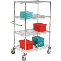 Four Tier Adjustable Chrome Wire Shelf Trolley - 240kg - 1530 x 914 x 457mm