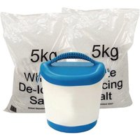 Hand Held 4kg Salt Spreader with 2 x 5kg Bags of White De-icing Salt