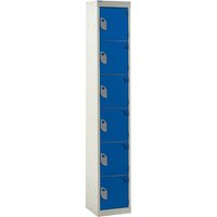 6 Compartment 6 Door Steel Locker - 1800 x 300 x 450mm (H x W x D) - Dark Blue