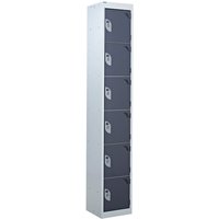 6 Compartment 6 Door Steel Locker - 1800 x 380 x 380mm (H x W x D) - Dark Grey