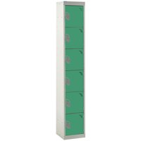 6 Compartment 6 Door Steel Locker - 1800 x 300 x 300mm (H x W x D) - Green