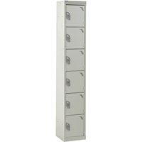 6 Compartment 6 Door Steel Locker - 1800 x 300 x 450mm (H x W x D) - Light Grey