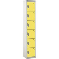 6 Compartment 6 Door Steel Locker - 1800 x 300 x 450mm (H x W x D) - Yellow