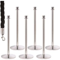 6 Crown Top Barrier Posts with 5 Braided Black Ropes
