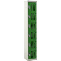 6 Door Perforated Door Locker - 1800 x 300 x 300mm - Green