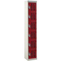 6 Door Perforated Door Locker - 1800 x 450 x 450mm - Red