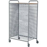 25 Level Art Drying Trolley - 45mm between shelves - Grey powder coated frame & beech laminate top