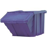 Stackable Recycling Box Bins With Hinged Lid - Blue