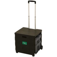 Plastic Folding Box Trolley - Black & Grey - with Lid - 35kg Capacity