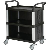 3 Shelf Plastic & Aluminium Tray Trolley - Panels on 3 Sides - 1000 x 480 x 850mm - 250kg