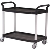 2 Shelf Black Plastic & Aluminium Tray Trolley - 950 x 520 x 1100mm - 250kg