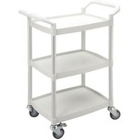 3 Shelf White Plastic & Aluminium Tray Trolley - 900 x 370 x 655mm - 150kg