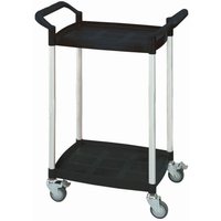 2 Shelf Black Plastic & Aluminium Tray Trolley - 850 x 370 x 655mm - 150kg