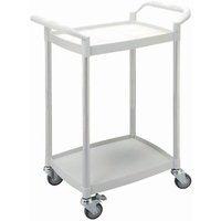 2 Shelf White Plastic & Aluminium Tray Trolley - 850 x 370 x 655mm - 150kg