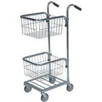 Office or mailroom Mini Trolley 2 Baskets - 1090 x 355 x 660