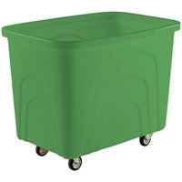 Plastic Container Truck Corner Wheels Green No Lid Polypropylene Base