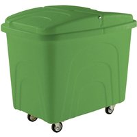 Plastic Container Truck Corner Wheels Green with Lid Polypropylene Base