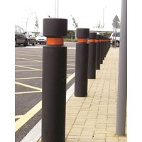 H/D Fixed Steel Core Bollards with Black Sleeves Straight Sided