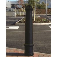 H/D Fixed Steel Core Bollards with Black Sleeves Tapered Sides