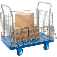 Mesh platform truck with open top and half height drop side