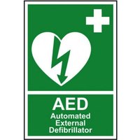 Automated External Defibrillator Sign - Self Adhesive Vinyl - 200 x 300mm
