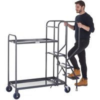 Apollo Picking Trolley with 3 Steps and 2 Steel Shelves - Blue - 1380 x 600 x 1440mm