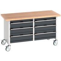 Bott Mobile Storage Bench 4 x 150mm & 2 x 200mm drawers - 840 x 1500 x 750mm