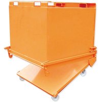 Drop Bottom Skip - 0.8m3 850mm x 1050mm - Fork attachment Bottom Empty - Orange RAL2008