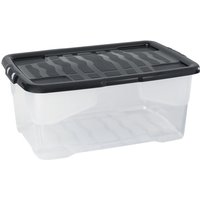 Clear Storage Container with Black Lid - 42L - 250 x 400 x 600mm (H x W x D)