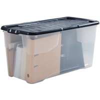 Clear Storage Container with Black Lid - 80L - 370 x 400 x 800mm (H x W x D)