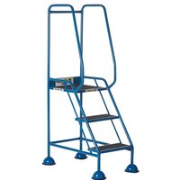 Climb-It 3 Tread Domed Feet Safety Steps - Anti-Slip Rubber Treads - 1420 x 550 x 820mm - Blue