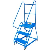 Climb-It 3-Tread Spring Loaded Safety Steps - 750mm Platform Height - Blue