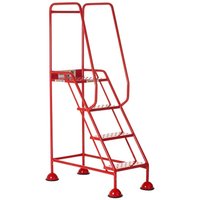 Climb-It 4 Tread Domed Feet Safety Steps - Punched Metal Treads - 1725 x 580 x 985mm - Red