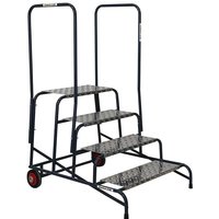 Climb-It 4 Tread Wide Work Steps with Wheels & Dual Handrail - 800mm Platform - 800 x 870 x 1100mm
