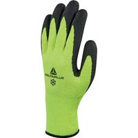 Deltaplus Hi-Vis Yellow & Black Thermal Gloves with Latex Foam Coating - Size Extra Large