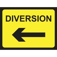 Zintec Diversion Arrow Left Road Traffic Sign with Stanchion - 450 x 600mm